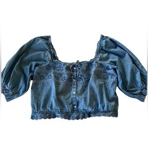 Crop denim plus size top. Sz XXL